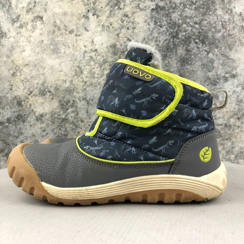 Uovo Kid's Size 33 Grey Lined Interior Hook & Loop Easy On Winter Ankle Boots